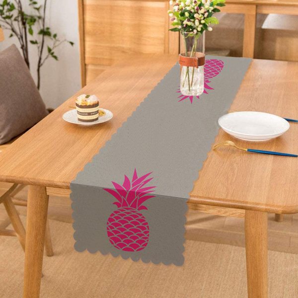 - Runner-2016 - Realhomes  Gri Zemin Ananas Baskılı Dijital Runner Realhomes