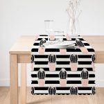 Siyah Çizgili Kaktüs Motifli Dijital Baskılı Runner Realhomes