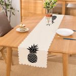 - Runner-2027 - Realhomes Siyah Beyaz Ananas Baskılı Dekoratif Runner Realhomes