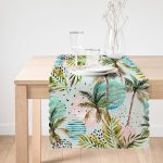 Livense Palmiye Çizim Dekoratif Runner Realhomes