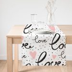 - Runner-2082-1 - Realhomes  Love Baskılı Pembe Kalpli Dekoratif Runner Realhomes