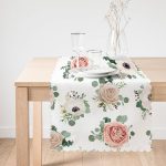 Özel Tasarım Çiçek Temalı Dijital Baskılı Dekoratif Runner Realhomes