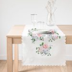 Özel Tasarım Çiçek Temalı Dijital Baskılı Dekoratif Runner Realhomes