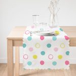 - Runner-2115-1 - Realhomes  Renkli Puantiyeli Dijital Baskılı Dekoratif Runner Realhomes