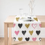 Renkli Kalp Desenli Dijital Baskılı Dekoratif Runner Realhomes