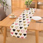Renkli Kalp Desenli Dijital Baskılı Dekoratif Runner Realhomes