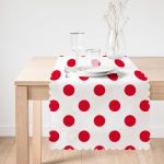 - Runner-2151-1 - Realhomes Kırmızı Puantiyeli Dijital Baskılı Dekoratif Runner Realhomes