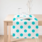 - Runner-2154-1 - Realhomes  Turkuaz Puantiyeli Dijital Baskılı Dekoratif Runner Realhomes