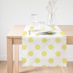 Sarı Puantiyeli Dijital Baskılı Dekoratif Runner Realhomes