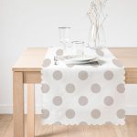 - Runner-2160-1 - Realhomes  Gri Renkli Puantiyeli Dijital Baskılı Dekoratif Runner Realhomes