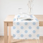 Mavi Puantiyeli Dijital Baskılı Dekoratif Runner Realhomes