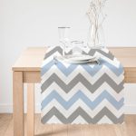 Gri Mavi Zigzag Desenli Dijital Baskılı Modern Runner Realhomes