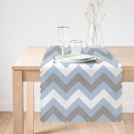 - Runner-2177-1 - Realhomes  Mavi Gri Zigzag Desenli Dijital Baskılı Dekoratif Runner Realhomes