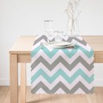 Turkuaz Gri Zigzag Desenli Dijital Baskılı Modern Runner Realhomes