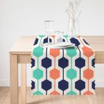 Modern Petek Desenli Dijital Baskılı Dekoratif Runner Realhomes