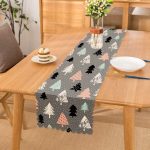 - Runner-2223 - Realhomes  Gri Zeminli Ağaç Temalı Dijital Baskılı Dekoratif Runner Realhomes