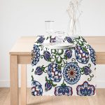 - Runner-2224-1 - Realhomes Porselen Deseni Dijital Baskılı Dekoratif Kırlent Runner Realhomes