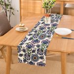 - Runner-2224 - Realhomes Porselen Deseni Dijital Baskılı Dekoratif Kırlent Runner Realhomes