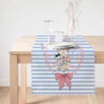 - Runner-2230-1 - Realhomes Mavi Çizgili Fashion Gırl Dijital Baskılı Dekoratif Runner Realhomes