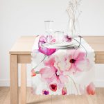 Beyaz Zeminli Çiçek Temalı Dijital Baskılı Modern Runner Realhomes