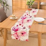 Beyaz Zeminli Çiçek Temalı Dijital Baskılı Modern Runner Realhomes