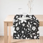 Füme Zeminli Çiçek Desenli Dijital Baskılı Modern Runner Realhomes