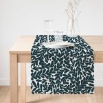 Yeşil Yaprak Motifli Dijital Baskılı Modern Runner Realhomes