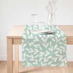 - Runner-2260-1 - Realhomes  Mind Yeşili Zeminli Yaprak Motifli Dijital Baskılı Runner Realhomes