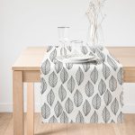 - Runner-2263-1 - Realhomes  Özel Tasarım Yaprak Desenli Dijital Baskılı Runner Realhomes