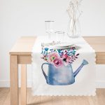 Sulu Boyalı Çiçek Desenli Dijital Baskılı Dekoratif Runner Realhomes