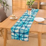 - Runner-2289 - Realhomes  Mavi Sulu Boya Desenli Dijital Baskılı Modern Runner Realhomes