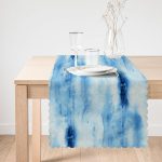 Mavi Renkli Ebru Desenli Dijital Baskılı Modern Runner Realhomes