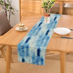 Mavi Renkli Ebru Desenli Dijital Baskılı Modern Runner Realhomes