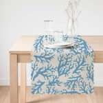 Mavi Yosun Desenli Dijital Baskılı Dekoratif Runner Realhomes