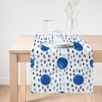 Mavi Yuvarlak Desenli Dijital Baskılı Modern Runner Realhomes