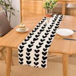 Siyah Kalp Desenli Dijital Baskılı Dekoratif Runner Realhomes