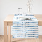 - Runner-2308-1 - Realhomes Mavi Çizgi Desenli Dijital Baskılı Dekoratif Runner Realhomes