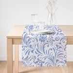 Ebru Desenli Dijital Baskılı Dekoratif Runner Realhomes