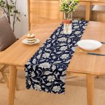 - Runner-2318 - Realhomes  Lacivert Zeminli Çiçek Motifli Dijital Baskılı Runner Realhomes