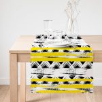 - Runner-2337-1 - Realhomes Sarı Siyah Üçgen ve Çizgiler Desenli Dekoratif Runner Realhomes