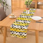 - Runner-2337 - Realhomes Sarı Siyah Üçgen ve Çizgiler Desenli Dekoratif Runner Realhomes