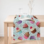 Renkli Cupcake Desenli Dijital Baskılı Runner Realhomes