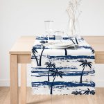 - Runner-2346-1 - Realhomes  Mavi Palmiye Desenli Dekoratif Runner Realhomes