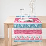 Mavi Pembe Etnik Desenli Dekoratif Runner Realhomes