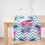 Zigzag Zeminli Flamingo Baskılı Dekoratif Runner Realhomes