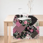 - Runner-2366-1 - Realhomes  Desenli Kareler Temalı Dijital Baskılı Dekoratif Runner Realhomes