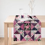 Mürdüm Renk Patchwork Desenli Dekoratif Runner Realhomes