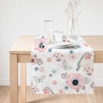 Pudra Mavi Kelebek Çiçek Modern Dijital Baskılı Runner Realhomes