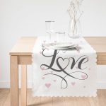 - Runner-2378-1 - Realhomes Love Yazılı Kalp Puanlı Motifli Dekoratif Runner Realhomes