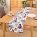 - Runner-2385 - Realhomes Mavi Geometrik Şekilli Palmiye Motifli Dijital Baskılı Runner Realhomes